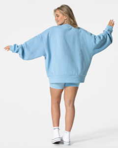 Oversized Breathable Womens Pullover Sweatshirt Cozy Cotton Blend Crewneck Relaxed Fit Winter Fashion <b>Drop</b> Shoulder - Product Image 5