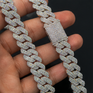 Hiphop Moissanite Men <b>Chain</b> 925 Sterling Silver <b>Iced</b> <b>Out</b> Baguette Diamond VVS Moissanite Cuban <b>Chain</b> Zig Zag Link Necklace - Product Image 2