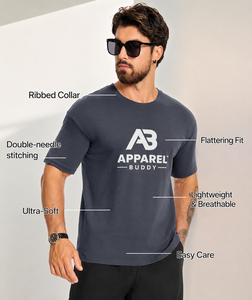 T-shirt décontracté pour homme AMY Brand, 100 % coton, manches courtes, uni, respirant, coupe classique, logo personnalisé brodé sur le devant, vente en gros - Product Image 3