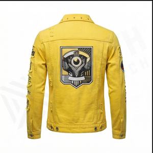 Funky Streetwear Patchwork Botones Rasgados Recortada Jean Chaqueta de mezclilla para hombres y damas en todos los tamaños Chaquetas de mezclilla para hombres Abrigos - Product Image 3