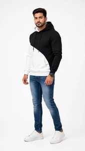 ONETEN APPARELS <b>Men's</b> Color Block <b>Hoodie</b> Plus Size Cotton French Terry Quick Dry Winter Pullover Sweatshirt - Product Image 3