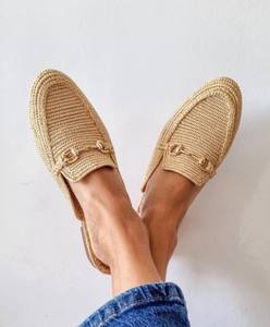 รองเท้าสานราฟเฟีย, รองเท้าโมร็อกโกทำมือ, รองเท้าบาบูชผู้หญิงสานราฟเฟีย, รองเท้าส้นเตี้ย - Product Image 1