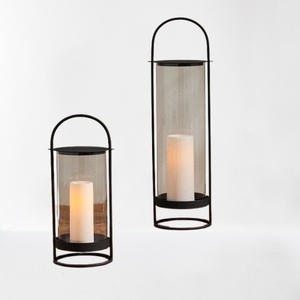 Farol de Metal con Forma Cilíndrica, Tamaño Personalizado, Venta al por Mayor de Fábrica, con Acabado Beige, para Decoración del Hogar - Product Image 2