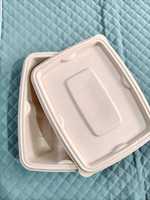 Conteneur alimentaire rectangulaire en bagasse écologique de 750 ml avec couvercle |   Boîte à lunch jetable biodégradable pour mariage