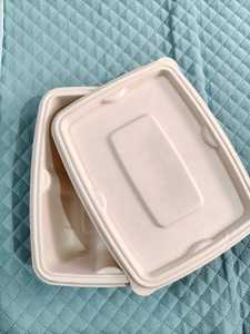 750ml Rectangular Bagasse Food Container with Lid | Biodegradable <b>Disposable</b> Lunch Box - Product Image 6