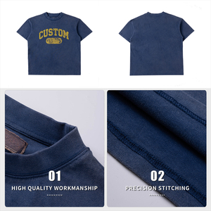 เสื้อยืดสตรีทแวร์โอเวอร์ไซส์แบบกำหนดเองสำหรับผู้ชาย ผ้าหนา 230GSM 100% คอตตอน ล้างสีแบบแอซิดวอช สไตล์วินเทจ เสื้อยืดเปล่า ขายส่ง ผู้ผลิต OEM/ODM - Product Image 4