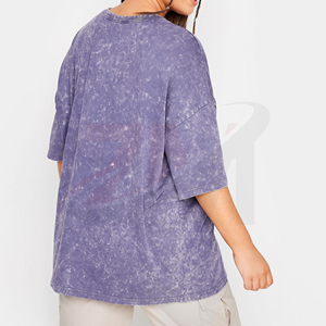 T-shirt oversize délavé pour femme en coton épais, style décontracté, fabrication sous marque privée - Product Image 4