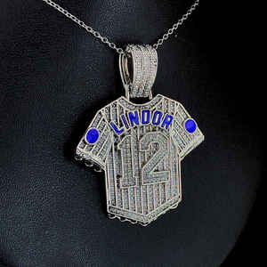 Fine Iced Out Football Numéro 12 Pendentif Hip Hop Lindor Jersey Charme Pendentif S925 Argent Rock Style Bijoux - Product Image 5