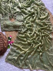 Sari de Seda de Alta Calidad para Mujer, con Lentejuelas, Estilo Tradicional Indio Moderno, para Bodas y Fiestas - Product Image 2