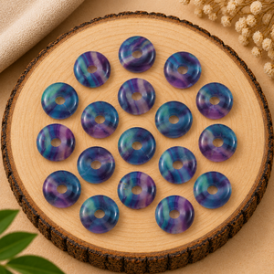 Colgante de Donut Liso de Fluorita Multicolor de 15mm, Piedra Preciosa para Sanación con Cristales y Energía Reiki, Diseño para Fabricación de Joyas al por Mayor - Product Image 2