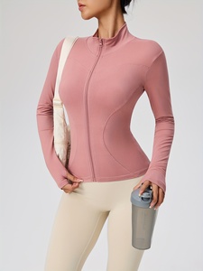 Women's Yoga <b>Jackets</b> Breathable Quick Dry Spandex/Nylon Front Zipper Plus Size Active Wear <b>Workout</b> Outdoor Sports Fitness Stand - Product Image 5