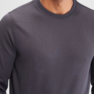 Sweat-shirt en tricot jacquard pour homme, manches longues, col rond côtelé, pull personnalisé gris anthracite, fabricant de vêtements OEM - Product Image 5