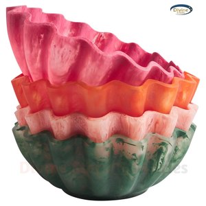 Frutero de Resina Tallado a Mano, Tazón Decorativo para Servir Ensaladas, Tazón Marrón con Borde Ondulado para Servir en Fiestas y Regalos para el Hogar - Product Image 6