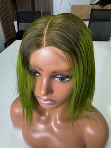 Peluca recta Bob de hueso Matcha con extensiones de cabello virgen crudo de raíz oscura, envío de calidad de lujo mundial - Product Image 2