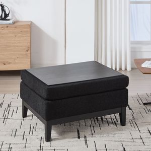 Tavolino da Caffè e Poggiapiedi Reversibile 33.86"W, Poggiapiedi Quadrato con Base in Legno Imbottita e Gambe in Legno di Gomma, Pouf Contenitore - Product Image 6