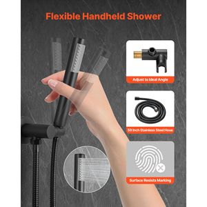 Soffione doccia a pioggia da 10 pollici a parete con doccetta, sistema doccia a pioggia, set di accessori per il bagno - Product Image 3