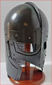 Casque de chevalier Viking en acier médiéval avec support, casque en acier poli, casque à chaîne ronde - Product Image 6