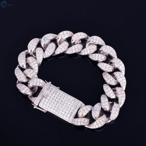 Pulsera de diamantes cultivados en laboratorio con incrustaciones de circonitas para él, pulsera cubana personalizada estilo hip hop, pulsera de lujo estilo rapero. - Product Image 1