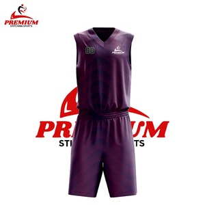 Ensembles d'uniformes de basketball unisexes sur mesure de qualité supérieure, 100 % polyester, extensibles dans quatre directions, imprimés à rayures, respirants, anti-UV - Product Image 3