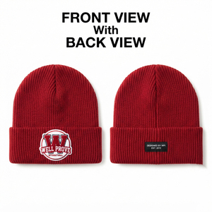 Premium 300 GSM Ribbed Knit Beanie Cap Soft Stretch Fabric <b>Sewn</b> Logo <b>Patch</b> Woven Label Cuffed Adjustable Winter Hat Casual Daily - Product Image 1