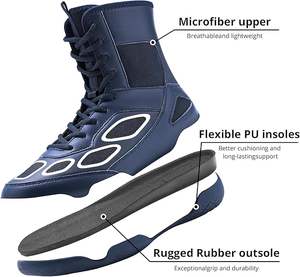 Bottes de lutte et de boxe pour hommes ROMEO INDUSTRY, hauteur haute, respirantes, légères, antidérapantes, en PU, toutes saisons - Product Image 5