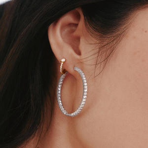 <b>Hinged</b> <b>Hoop</b> Diamond Drop <b>Earrings</b> - Product Image 4
