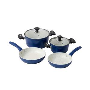 Ensemble de casseroles en céramique antiadhésives de la marque HOCA avec couvercles en verre pour cuisinières à gaz et à induction, construction en aluminium - Product Image 1