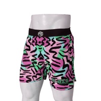 Shorts de boxe unisexes anti-rides confortables pour l'entraînement, MMA, BJJ, avec motif personnalisé, deux poches latérales zippées, taille élastique