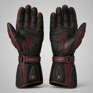 Guantes de Carreras al por Mayor de Cuero Vacuno con Protección Completa para los Dedos y Nudillos de Fibra de Carbono, Correa de Muñeca Ajustable, Equipo de Conducción - Product Image 2