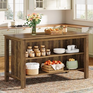 Mango Wood Kitchen Island with Open <b>Shelving</b> - Wholesale Handcrafted Furniture - Product Image 4