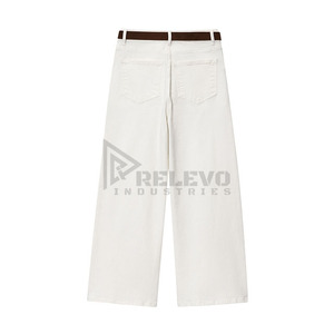 Relevo Pantalones Vaqueros de Mujer de Cintura Media y Pierna Ancha, de Algodón, para Invierno, Color Liso, Lavado a la Piedra, Ajuste Holgado, Estilo Casual Urbano - Product Image 5