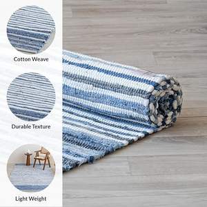 Tapis tressé artisanal en chindi recyclé, tapis de sol coloré, tapis de porte écologique, décoration de sol, Inde - Product Image 5