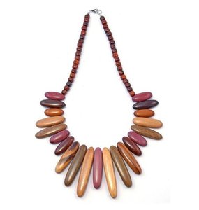 Collar de Cuentas de Madera, Estilo Étnico Bohemio, Elegante, Unisex, Joyería Única, Diseño Ovalado Rojo Marrón, Collares con Colgante para Mujer - Product Image 6
