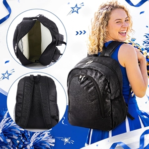 Ensemble de sacs à dos de cheerleading en polyester noir personnalisé avec impression pailletée, broderie de logo de groupe en vrac, OEM - Product Image 2