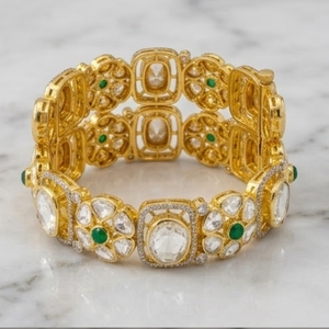 Luxury 925 Silver Monzo Bangles Traditional Stone Designer <b>Kada</b> Bracelet Set for Women Wedding Jewelry - Product Image 3