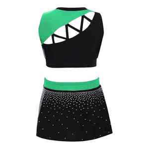 Tenue d'équipe personnalisable avec impression par sublimation, ornée de strass élégants et scintillants, uniforme de cheerleading - Product Image 2