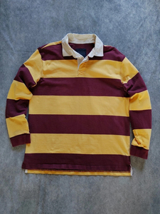 Camiseta de Rugby Vintage Personalizada Relicstar para Hombre, con Rayas, Mangas Largas, 100% Algodón Transpirable, Botones Ocultos y Bordados - Product Image 1