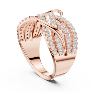 Anillo de Lujo en Oro Rosa con Diseño Cruzado y Pavé para Mujer, Diseño Infinito de Varias Filas, Regalo de Joyería de Moda para Aniversario de Bodas - Product Image 3