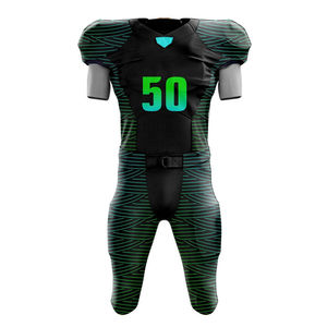 Conjunto de Uniforme de Fútbol Americano Sublimado Negro y Verde para Hombre, Manga Corta, Absorbente de Humedad, Ajustado, Talla Adulto - Product Image 2