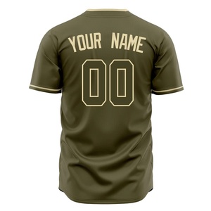 Custom Men's Baseball Jersey Olive Green Short Sleeve Button <b>Down</b> Team Name Number Sublimated Print Breathable Mesh Apparel - Product Image 2
