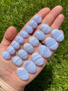 Pendentif en agate bleue naturelle de haute qualité, fait main, cabochon, pierre précieuse polie, lot de pierres précieuses en vrac ! - Product Image 3
