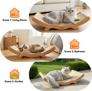 Cama Rascador Extra Grande para Gatos con Almohadilla de Sisal Natural, Cama de Madera para Gatos, Hamaca para Gatos de Interior, Rascador Resistente - Product Image 5