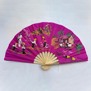Abanicos de mano de bambú con tela de seda para bodas, abanicos portátiles para invitados, artesanía tradicional vietnamita - Product Image 3