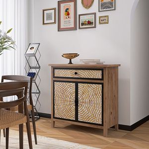 Retro Vintage Floor Sideboard <b>Buffet</b> <b>Server</b> Cabinet with Drawers Entryway Console for Living Room Use - Product Image 5