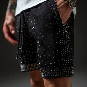 กางเกงขาสั้นผ้าฟลีซหนานุ่มประดับเพชรสำหรับผู้ชาย กางเกงจ็อกเกอร์ประดับเพชร กางเกงขาสั้นผ้าฟลีซน้ำหนักปานกลางประดับเพชรสำหรับผู้ชาย - Product Image 4