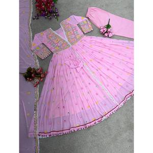 <b>Top</b>-Bottom and Dupatta Set with Heavy Embroidery Sequence Work XL Size - Product Image 3