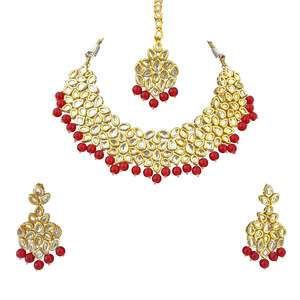 Collier choker indien classique pour femme, pour mariage, fiançailles, anniversaire, fête, vert, cristal traditionnel, Kundan, fausse perle, alliage d'or, cadeau - Product Image 4