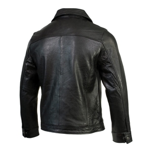 High Quality Zip up Leather <b>Jacket</b> for <b>Men</b> 100% Genuine Black Leather <b>Jacket</b> with Side Pockets <b>Warm</b> <b>jacket</b> for <b>men</b> - Product Image 2