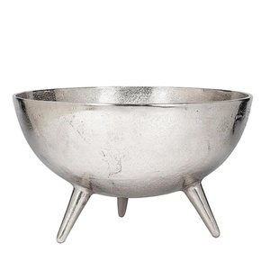 Trending Aluminium Bowl With Three <b>Legs</b> Base Stand Decorative High Silver Finished Fruit Display Bowl Tabletop Centerpiece Bowls - Product Image 1