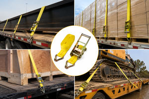 Truck Tie Down Ratchet Strap 75mm Hook Polyester 8000kg Heavy Duty <b>Cargo</b> Handling Custom Length OEM ODM Factory Supply - Product Image 2